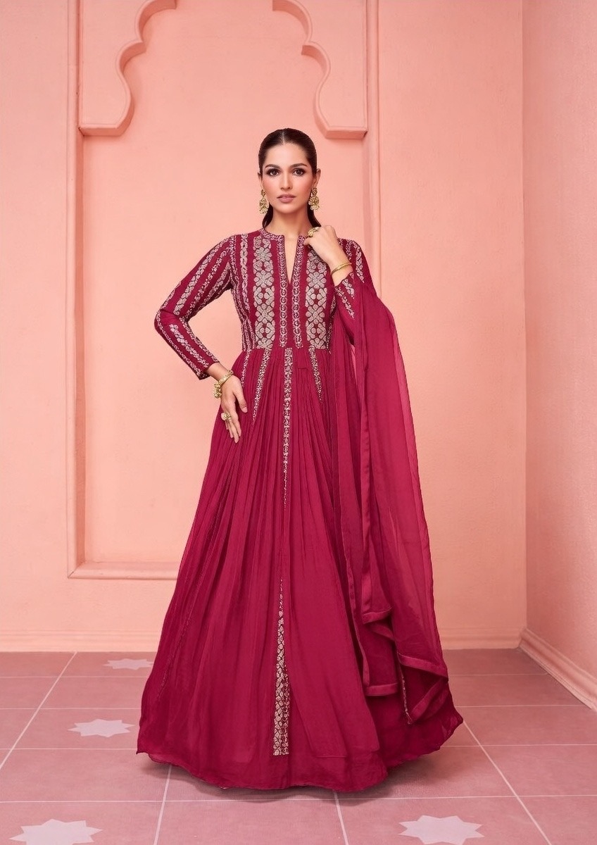 magenta embroidered anarkali lehenga suit magenta embroidered anarkali lehenga suit