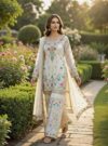 white hand embroidered sharara suit