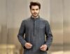 man's black chikankari design kurta pajama