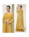silk embroidered yellow palazzo suit w jacket