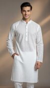 white rayon chikankari kurta pajama