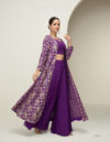 silk embroidered purple palazzo suit w jacket