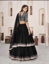 Black Sequin Embroidered Lehenga Choli with Net Dupatta