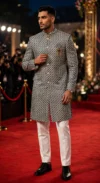 White Black Chevron Sherwani