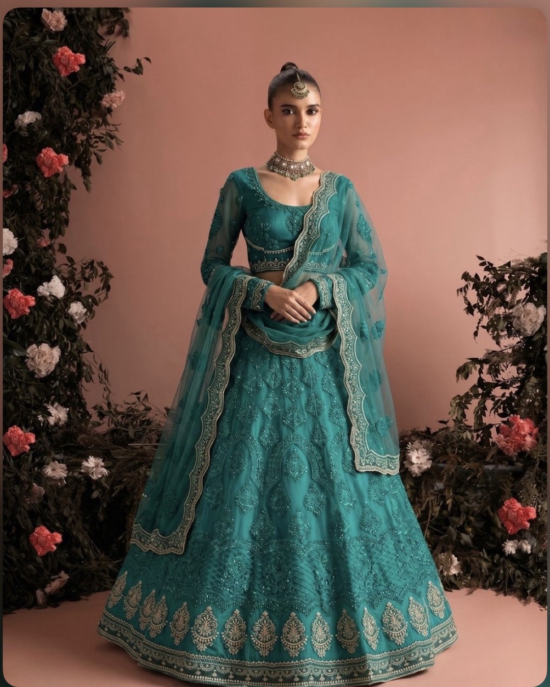 teal lehenga ig